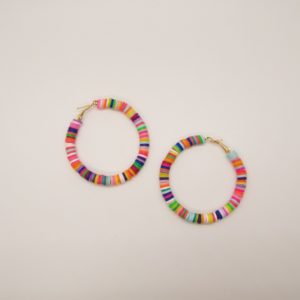 colorful disc bead hoop earrings