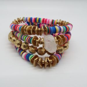 colorful gold bracelet stack